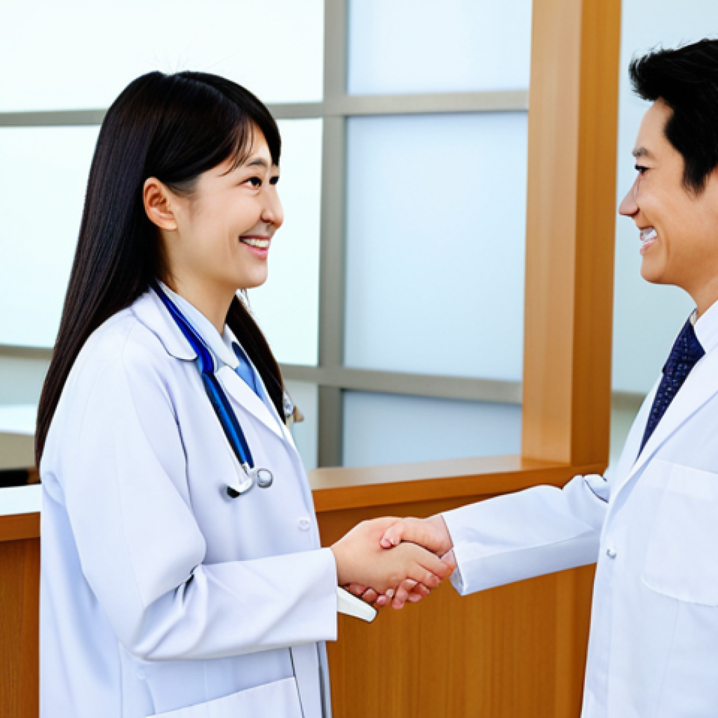 **

"A professional female medical tourism coordinator, fully clothed in modest business attire, smiling warmly while consulting with a patient in a modern Japanese hospital lobby, safe for work, appropriate content, professional, perfect anatomy, correct proportions, natural pose, well-formed hands, proper finger count, natural body proportions, high quality."

**