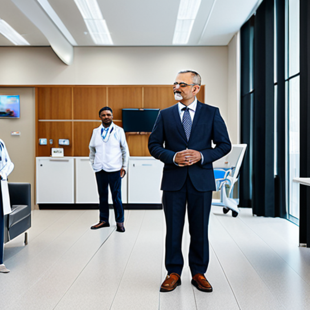 의료관광코디네이터 자격증 취득 후 진로 - **Hospital/Clinic Setting:** "A medical tourism coordinator, fully clothed in professional business ...