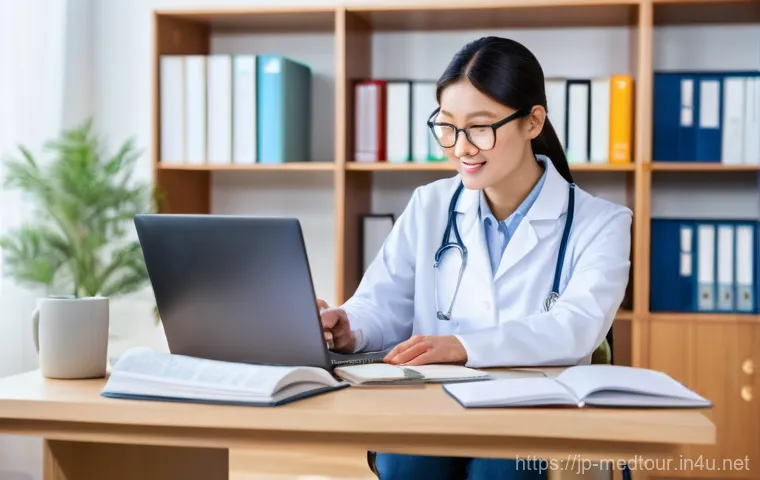 의료관광코디네이터 관련 추천 강의 - **Prompt 2: Advanced Japanese Healthcare with Omotenashi**
    A bright, clean, and futuristic Japan...