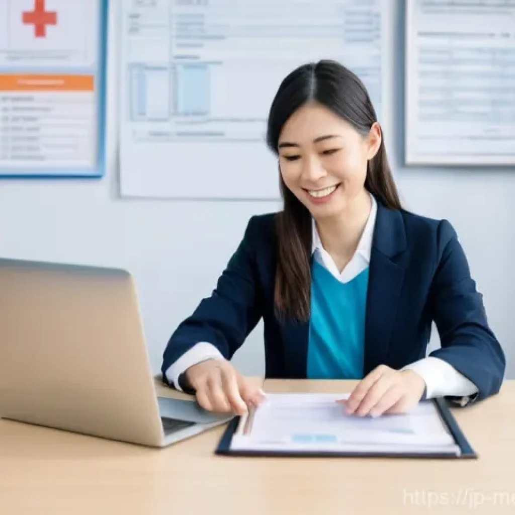 의료관광코디네이터 연봉 실태 - **Prompt:** A female medical tourism coordinator, in her early 30s, dressed in a professional yet ap...