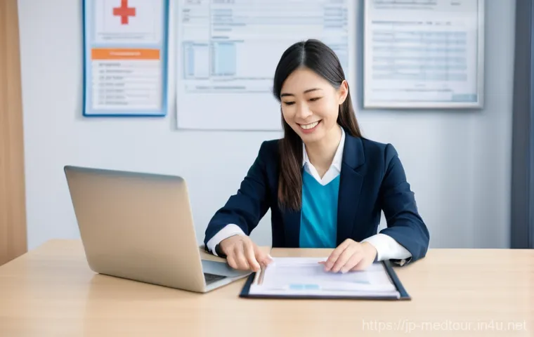 의료관광코디네이터 연봉 실태 - **Prompt:** A female medical tourism coordinator, in her early 30s, dressed in a professional yet ap...