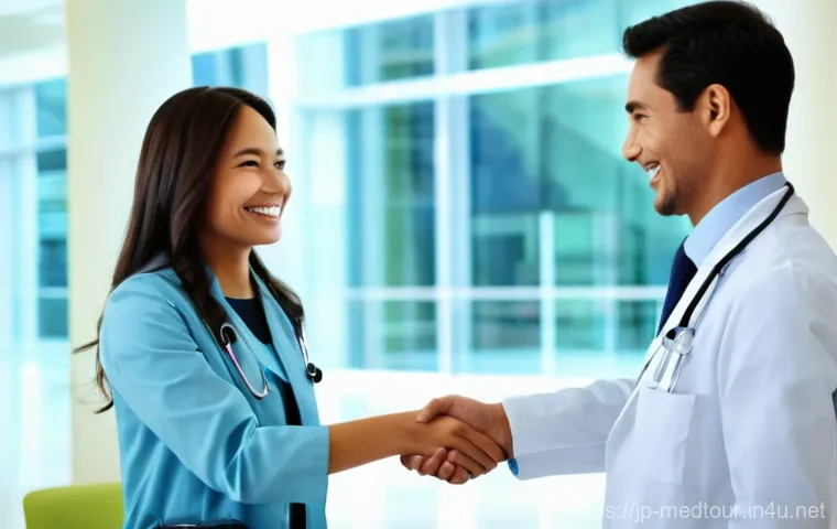 의료관광코디네이터 연봉 실태 - **Prompt:** A female medical tourism coordinator, in her early 30s, dressed in a professional yet ap...