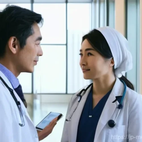 의료관광코디네이터 직무에서의 갈등 관리 - **Prompt 1: Bridging Cultural Gaps**
    A bright, well-lit hospital lobby in Japan. A Japanese fema...