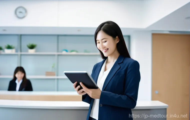 의료관광코디네이터와 SNS 마케팅 활용 - **Prompt:** A friendly female medical tourism coordinator, dressed in a smart casual business outfit...